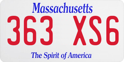 MA license plate 363XS6