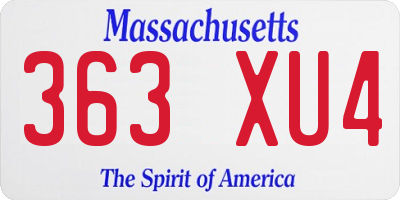 MA license plate 363XU4