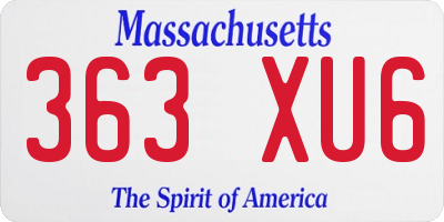 MA license plate 363XU6