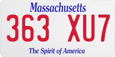 MA license plate 363XU7