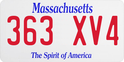 MA license plate 363XV4