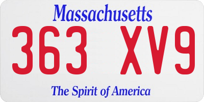 MA license plate 363XV9