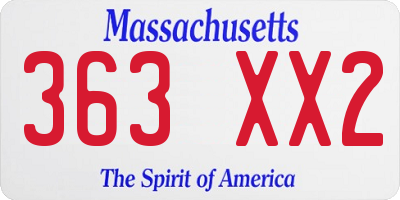 MA license plate 363XX2