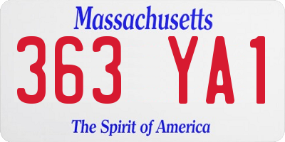 MA license plate 363YA1