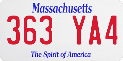MA license plate 363YA4