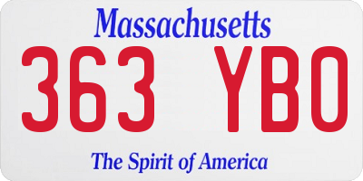 MA license plate 363YB0