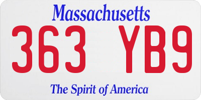 MA license plate 363YB9