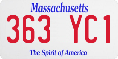 MA license plate 363YC1
