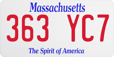 MA license plate 363YC7