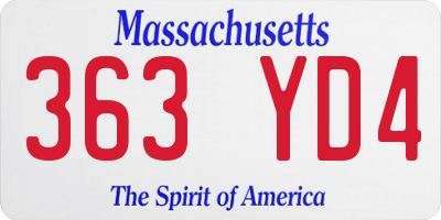 MA license plate 363YD4