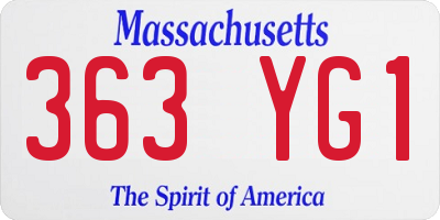 MA license plate 363YG1