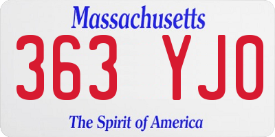 MA license plate 363YJ0