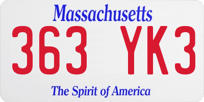 MA license plate 363YK3