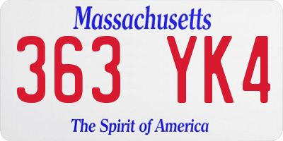 MA license plate 363YK4