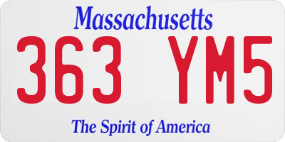 MA license plate 363YM5
