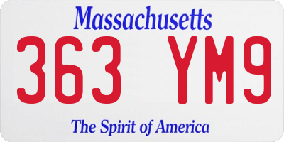 MA license plate 363YM9