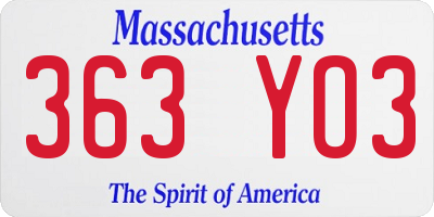MA license plate 363YO3