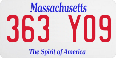 MA license plate 363YO9