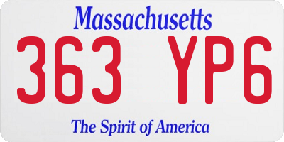 MA license plate 363YP6
