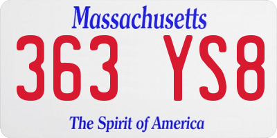 MA license plate 363YS8
