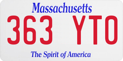 MA license plate 363YT0