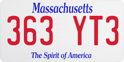 MA license plate 363YT3