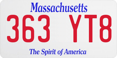 MA license plate 363YT8
