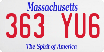 MA license plate 363YU6