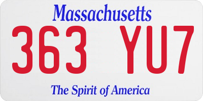 MA license plate 363YU7