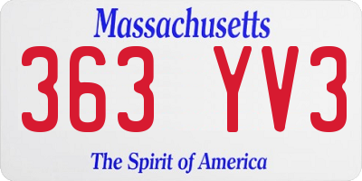 MA license plate 363YV3