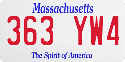 MA license plate 363YW4