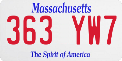 MA license plate 363YW7
