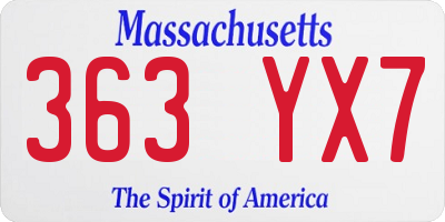 MA license plate 363YX7