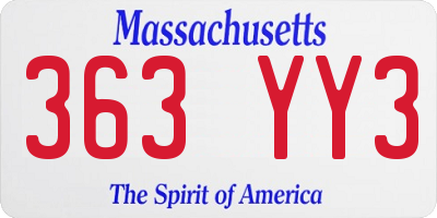 MA license plate 363YY3