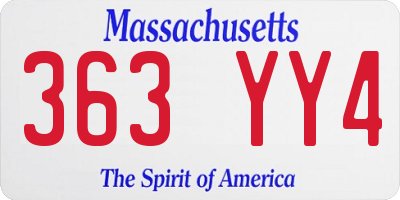 MA license plate 363YY4