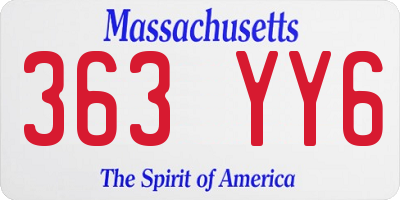 MA license plate 363YY6