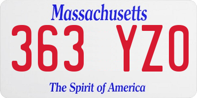 MA license plate 363YZ0