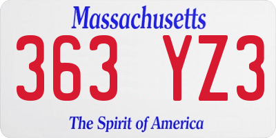 MA license plate 363YZ3