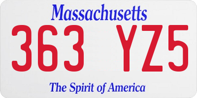 MA license plate 363YZ5