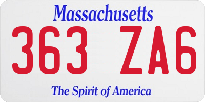 MA license plate 363ZA6
