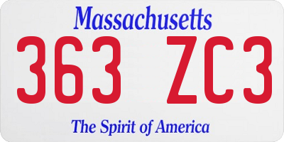 MA license plate 363ZC3