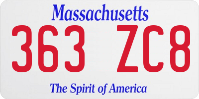 MA license plate 363ZC8