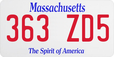 MA license plate 363ZD5