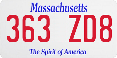 MA license plate 363ZD8