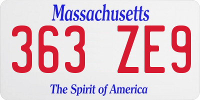 MA license plate 363ZE9