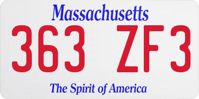 MA license plate 363ZF3