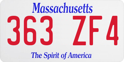 MA license plate 363ZF4