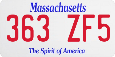 MA license plate 363ZF5