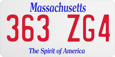 MA license plate 363ZG4