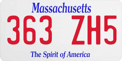 MA license plate 363ZH5